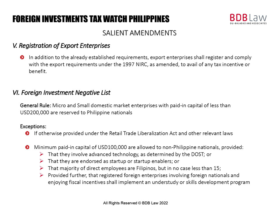 Foreign Investments PH BDB Law