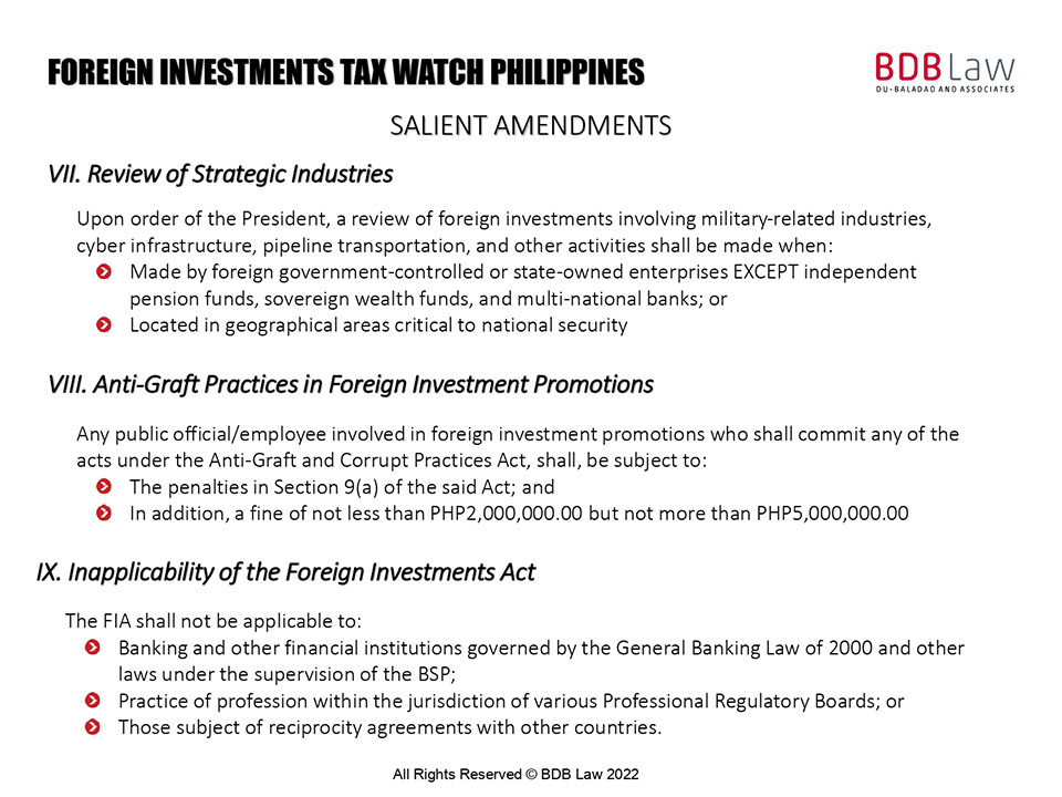 Foreign Investments PH BDB Law